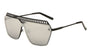 Mesh Rimless Angled Solid One Piece Color Mirror Sunglasses