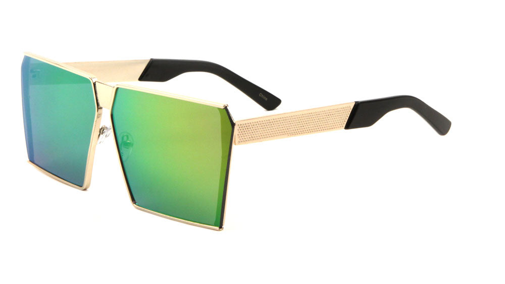 Squared Flat Color Mirror Wholesale Bulk Sunglasses