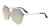 Rimless Angled Butterfly Solid One Piece Color Mirror Sunglasses