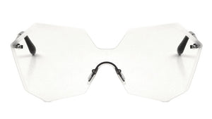 Rimless Angled Butterfly Solid One Piece Clear Lens Glasses