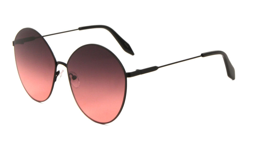 Rimless Rounded Cat Eye Oceanic Color Lens Bulk Sunglasses