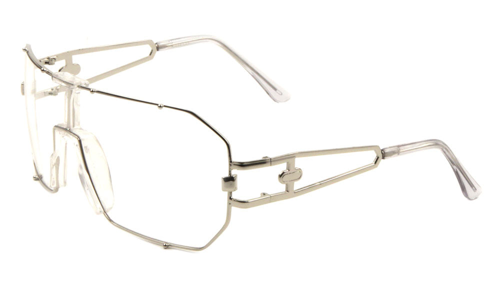 Solid One Piece Metal Accent Clear Lens Wholesale Bulk Glasses