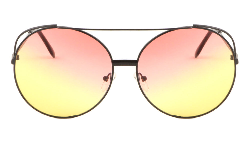 Rounded Aviators Oceanic Color Lens Wholesale Sunglasses
