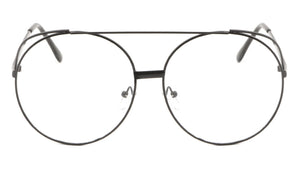 Rounded Metal Accent Aviators Clear Lens Wholesale Bulk Glasses