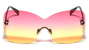 Rimless Solid One Piece Butterfly Wholesale Bulk Sunglasses