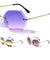 Rimless Butterfly Double Stud Oceanic Color Lens Wholesale Bulk Sunglasses
