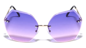 Rimless Butterfly Double Stud Oceanic Color Lens Wholesale Bulk Sunglasses