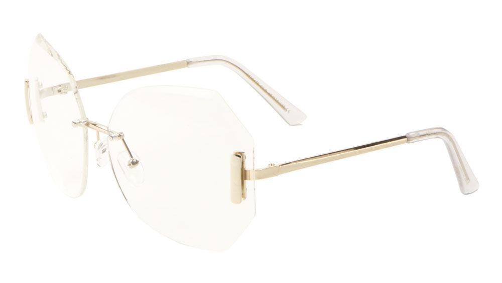 Rimless Butterfly Clear Lens Rectangular Accent Wholesale Bulk Glasses