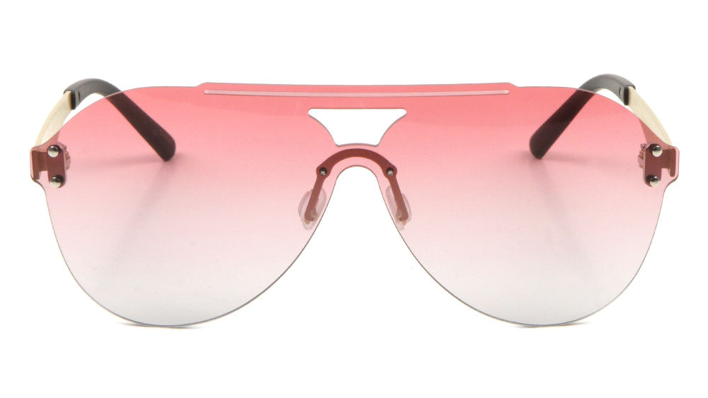 Rimless Solid One Piece Oceanic Color Aviators Bulk Sunglasses