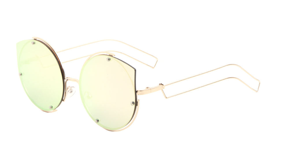 Rimless Cat Eye Color Mirror Fashion Wholesale Sunglasses