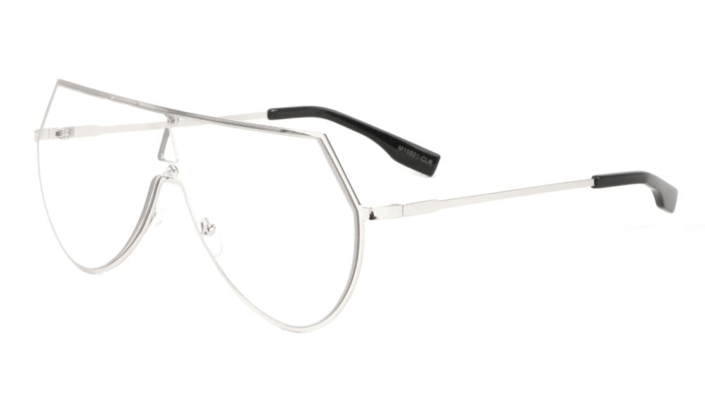 Angled One Piece Clear Lens Wholesale Glasses