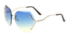 Rimless Butterfly Curved Leg Oceanic Color Lens Wholesale Sunglasses