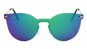 Rimless Solid One Piece Keyhole Nose Color Mirror Lens Bulk Sunglasses