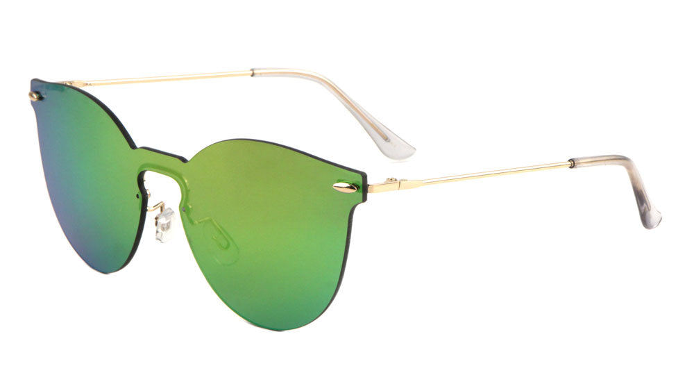 Rimless Solid One Piece Keyhole Nose Color Mirror Lens Bulk Sunglasses
