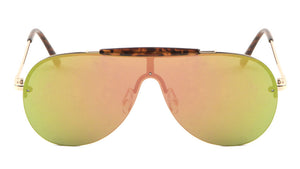 Rimless Solid One Piece Beaded Top Bar Color Mirror Lens Wholesale Sunglasses