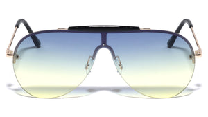 Rimless Solid One Piece Oceanic Color Lens Wholesale Sunglasses