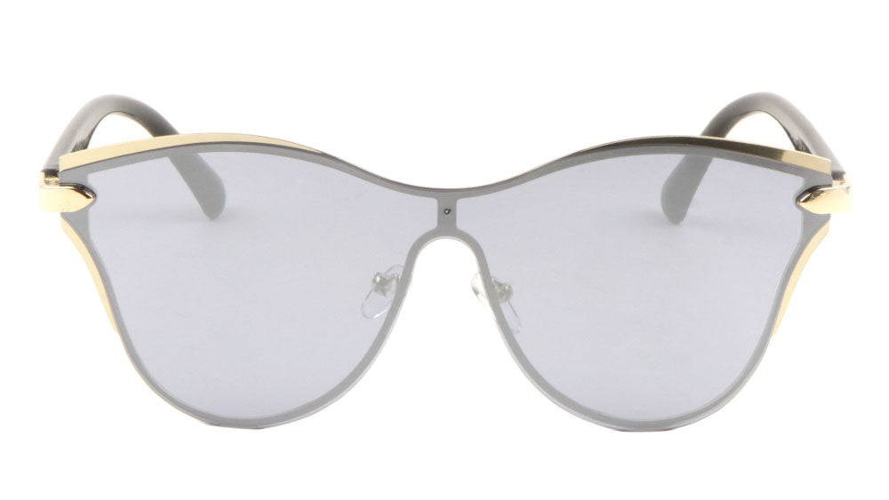 Retro Relief One Piece Color Mirror Lens Wholesale Sunglasses