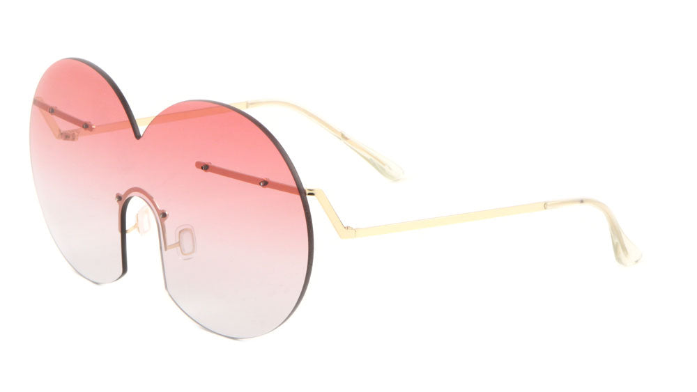 Avant Garde Rimless Solid One Piece Oceanic Color Wholesale Sunglasses
