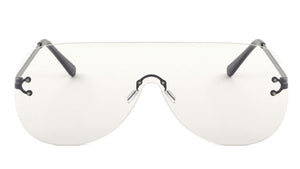 Rimless Solid One Piece Rounded Shield Clear Lens Wholesale Bulk Glasses