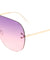 Rounded Rimless Solid One Piece Oceanic Color Lens Bulk Sunglasses