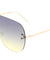 Rounded Rimless Solid One Piece Oceanic Color Lens Bulk Sunglasses