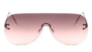 Rounded Rimless Solid One Piece Oceanic Color Lens Bulk Sunglasses