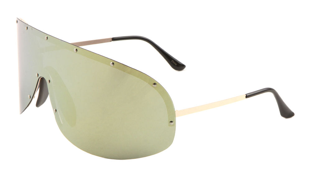 Solid One Piece Lens Flat Top Wholesale Bulk Sunglasses - Frontier