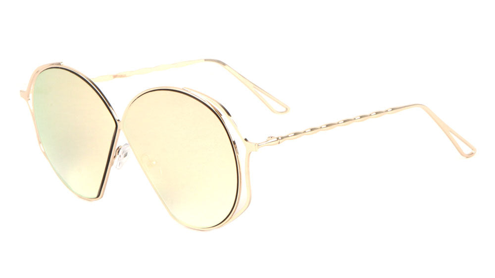 Twist Temple Angled Round Lens Wholesale Sunglasses