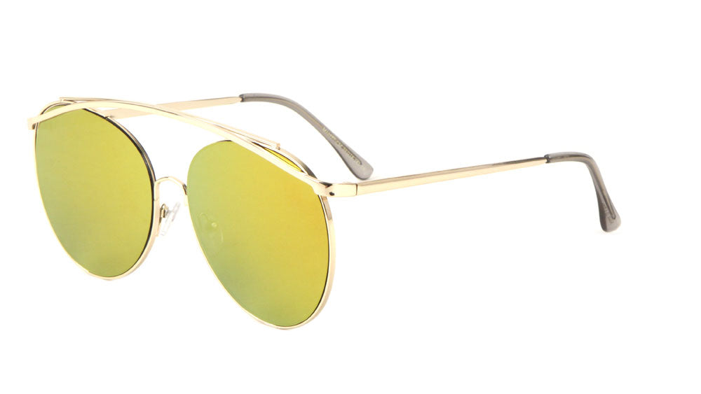 Large Rounded Color Mirror Aviators Wholesale Bulk Sunglasses