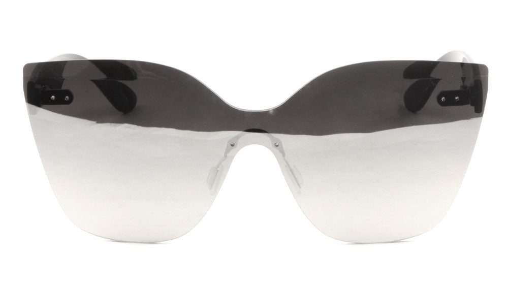Rimless Solid One Piece Color Mirror Cat Eye Bulk Sunglasses