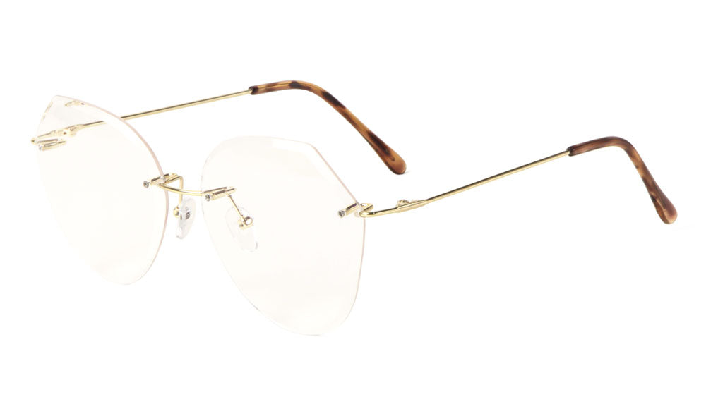Rimless Butterfly Angled Clear Lens Wholesale Bulk Glasses
