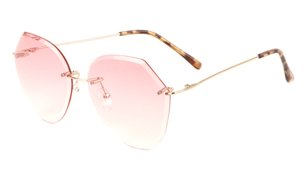 Rimless Butterfly Oceanic Color Lens Wholesale Bulk Sunglasses