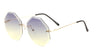 Rimless Octagon Oceanic Color Wholesale Bulk Sunglasses