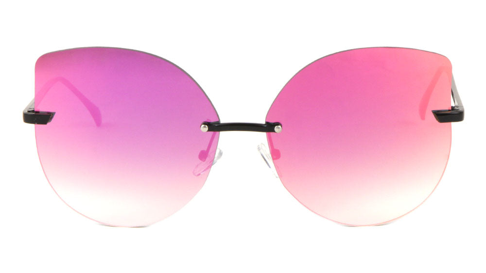 Rimless Color Mirror Cat Eye Sunglasses Wholesale