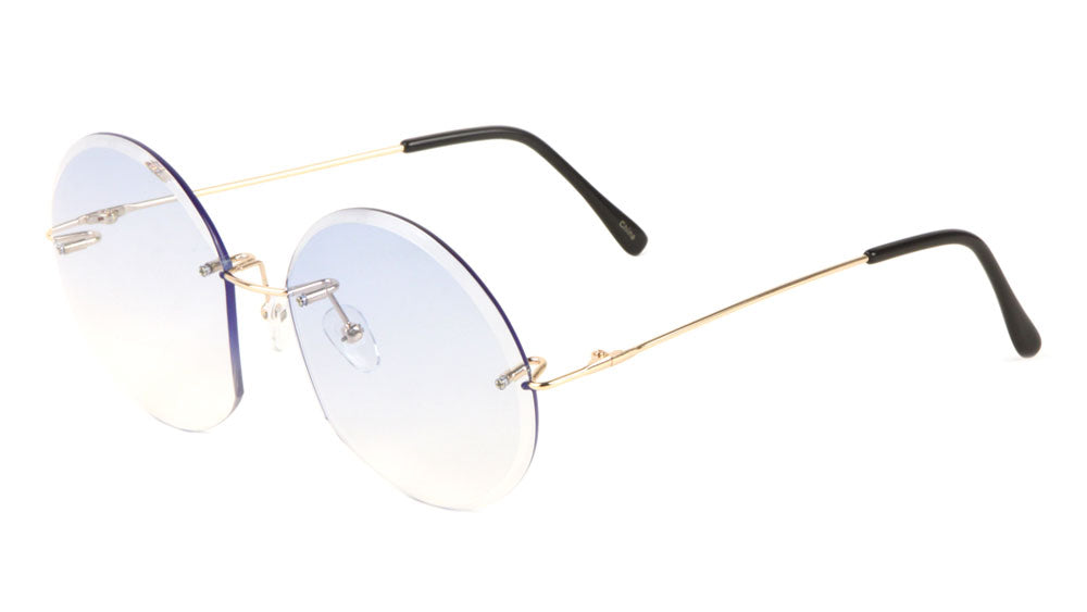 Rimless Round Oceanic Color Lens Wholesale Bulk Sunglasses