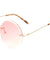 Rimless Round Oceanic Color Lens Wholesale Bulk Sunglasses