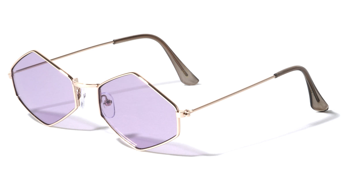 Small Thin Hexagon Color Lens Fashion Wholesale Sunglasses