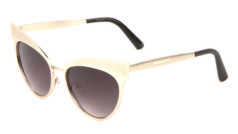 Ribbed Design Cat Eye Fashion Wholesale Sunglasses
