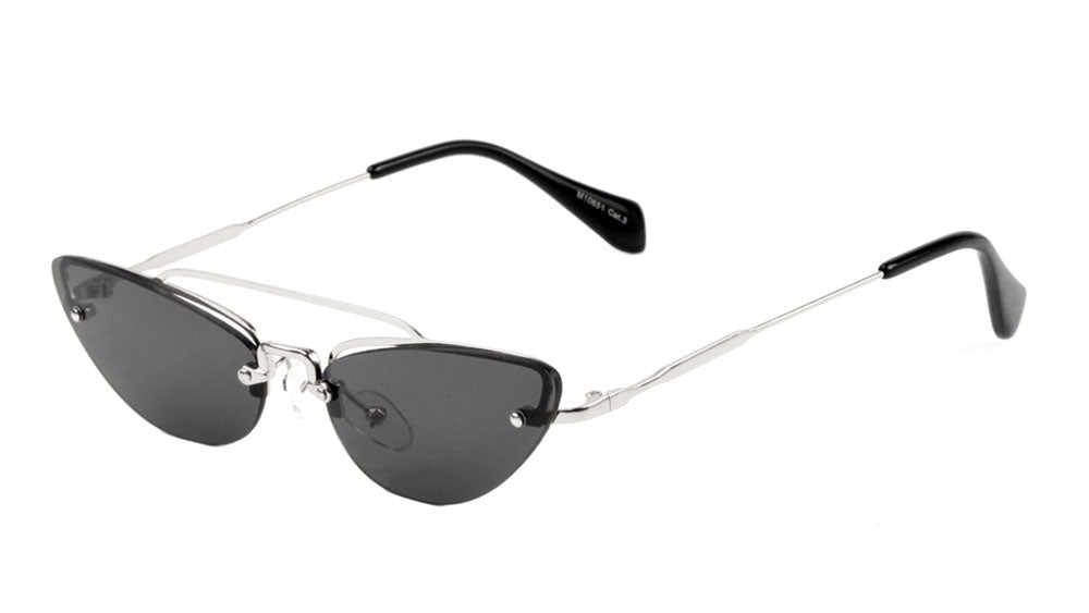 Small Metal Aviator Cat Eye Rimless Sunglasses Wholesale