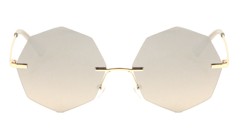 Geometric Rimless Metal Oceanic Color Gradient Sunglasses