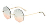Geometric Rimless Metal Oceanic Color Gradient Sunglasses