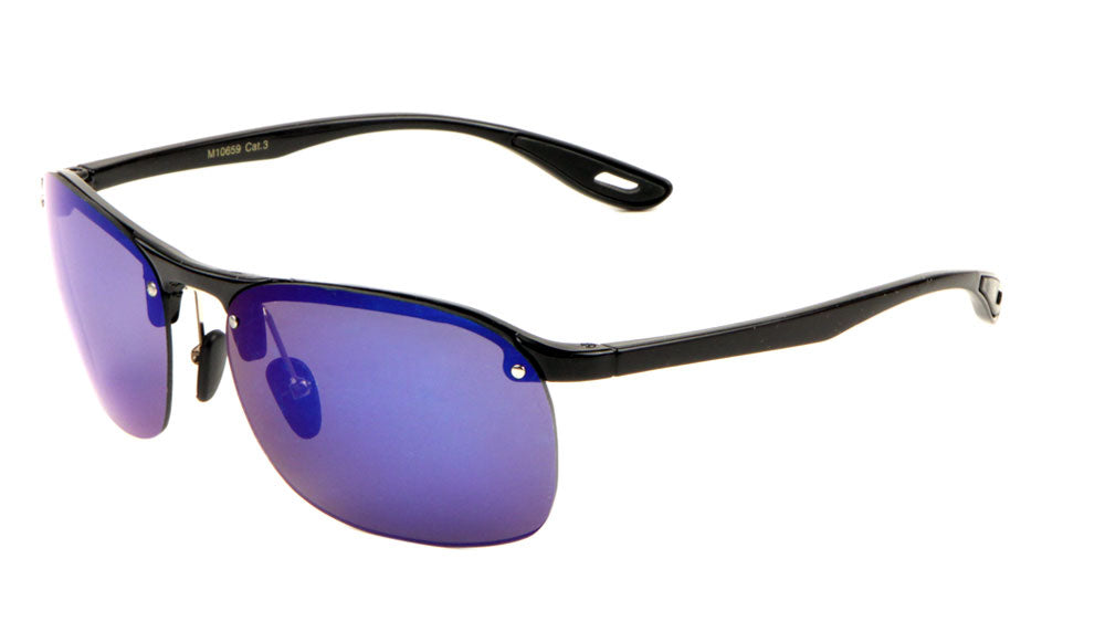 Rimless Metal Accent Sports Sunglasses Wholesale