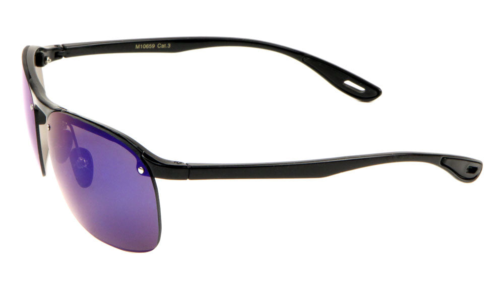 Rimless Metal Accent Sports Sunglasses Wholesale