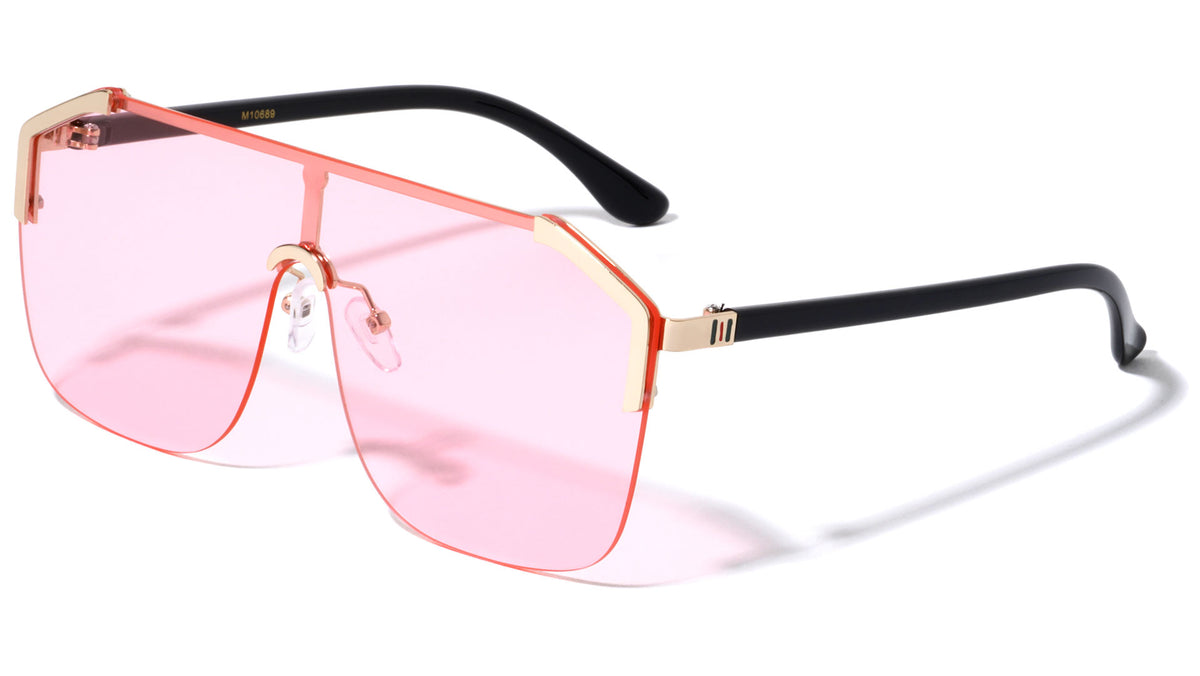 Flat Top Rimless Shield Sunglasses Wholesale