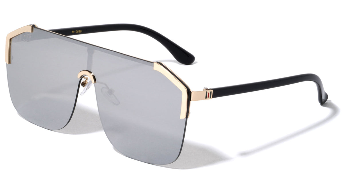 Flat Top Rimless Shield Sunglasses Wholesale