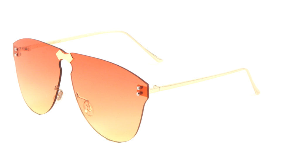 Rimless Shield Oceanic Color Wholesale Sunglasses