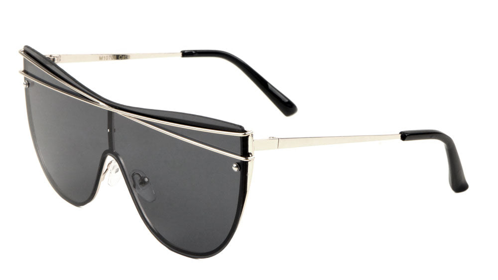 X Cross Shield Rimless Cat Eye Wholesale Sunglasses