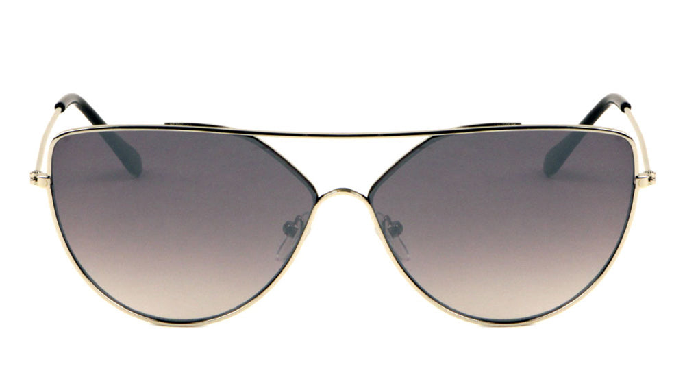 Flat Top Color Mirrored Cat Eye Wholesale Sunglasses