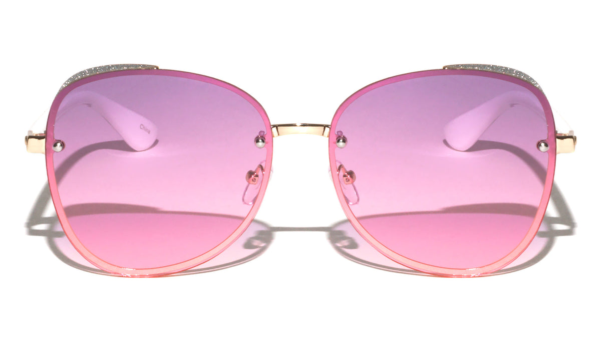 Glitter Side Shield Butterfly Wholesale Sunglasses