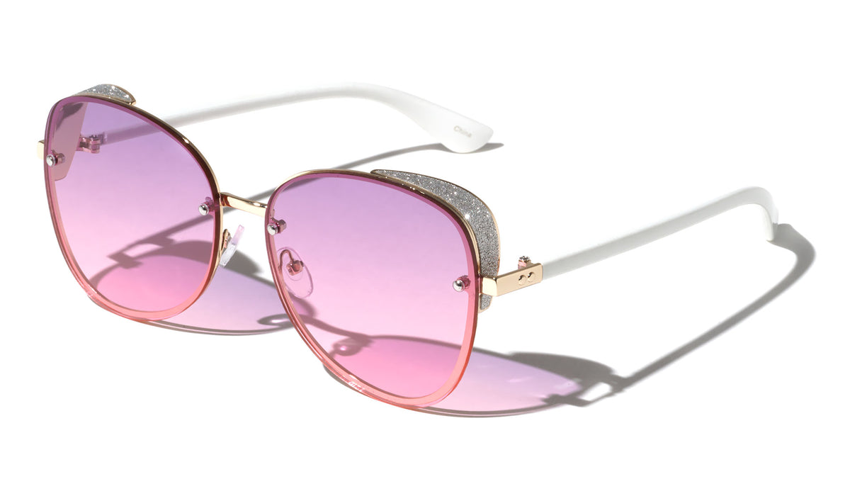 Glitter Side Shield Butterfly Wholesale Sunglasses